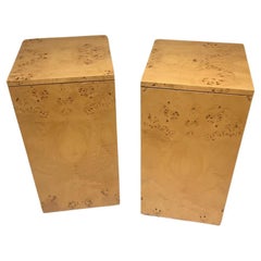 Pair of Burl Floating Nightstand Cabinets