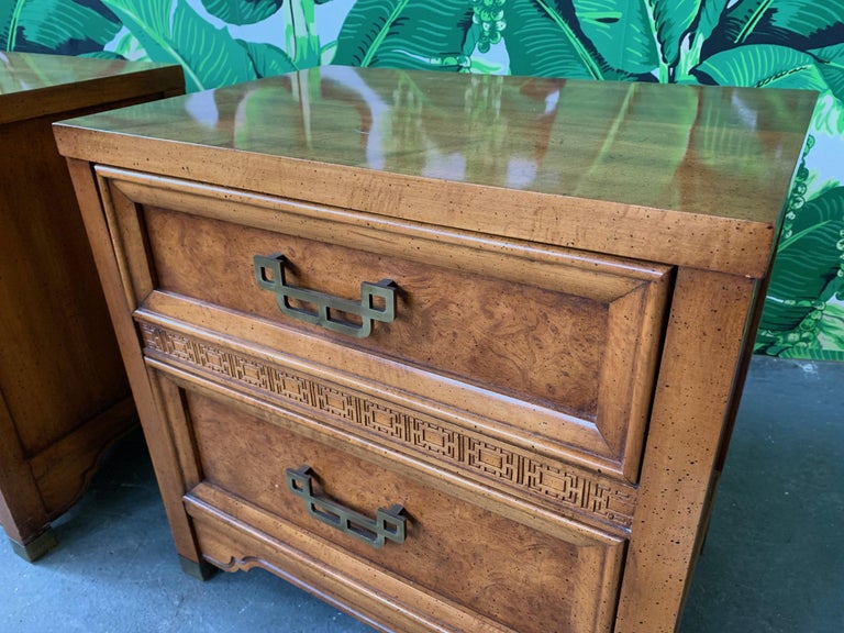 Pair of Burl Nightstands by Henry Link from the Mandarin Collection For