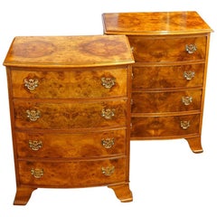 Pair of Burl Walnut Small Bedside Chests