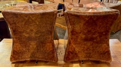 Paar Burl Walnut Wood Hocker