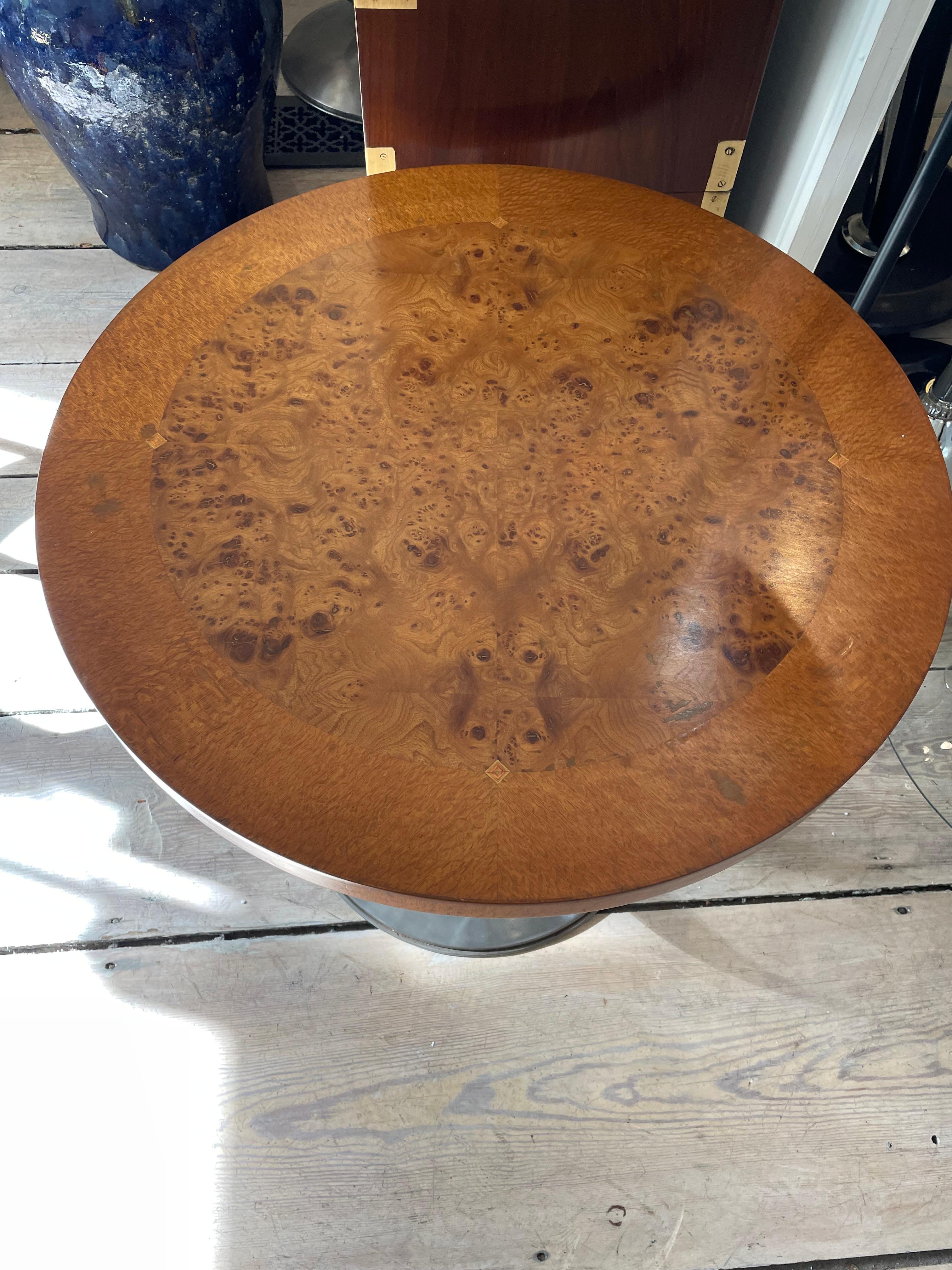 Pair of Burl Wood and Chrome Side Tables, Mid-Century Modern For Sale 2