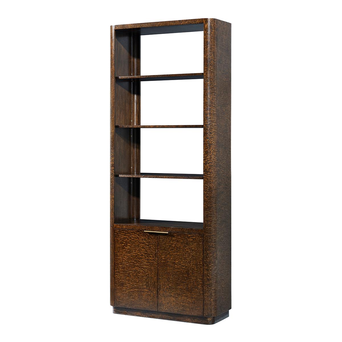 Pair of Burl Wood Art Deco Bookcases In New Condition For Sale In Westwood, NJ