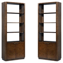 Pair of Burl Wood Art Deco Bookcases