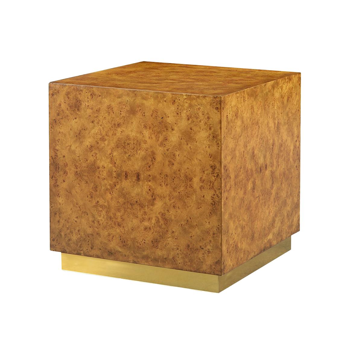 Art déco Paire de tables cubiques en ronce de bois en vente