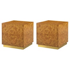 Pair of Burl Wood Cube Tables