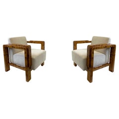 Pair of Burl Wood Lounge Chairs
