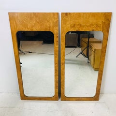 Pair of Burl Wood Mirrors by Lane