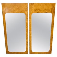 Pair of Burl Wood Mirrors by Milo Baughman for Lane