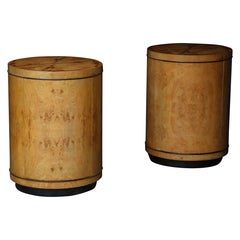 Pair of Burl-wood Nightstands, 1970s, Dunbar style, Henredon, Side Tables