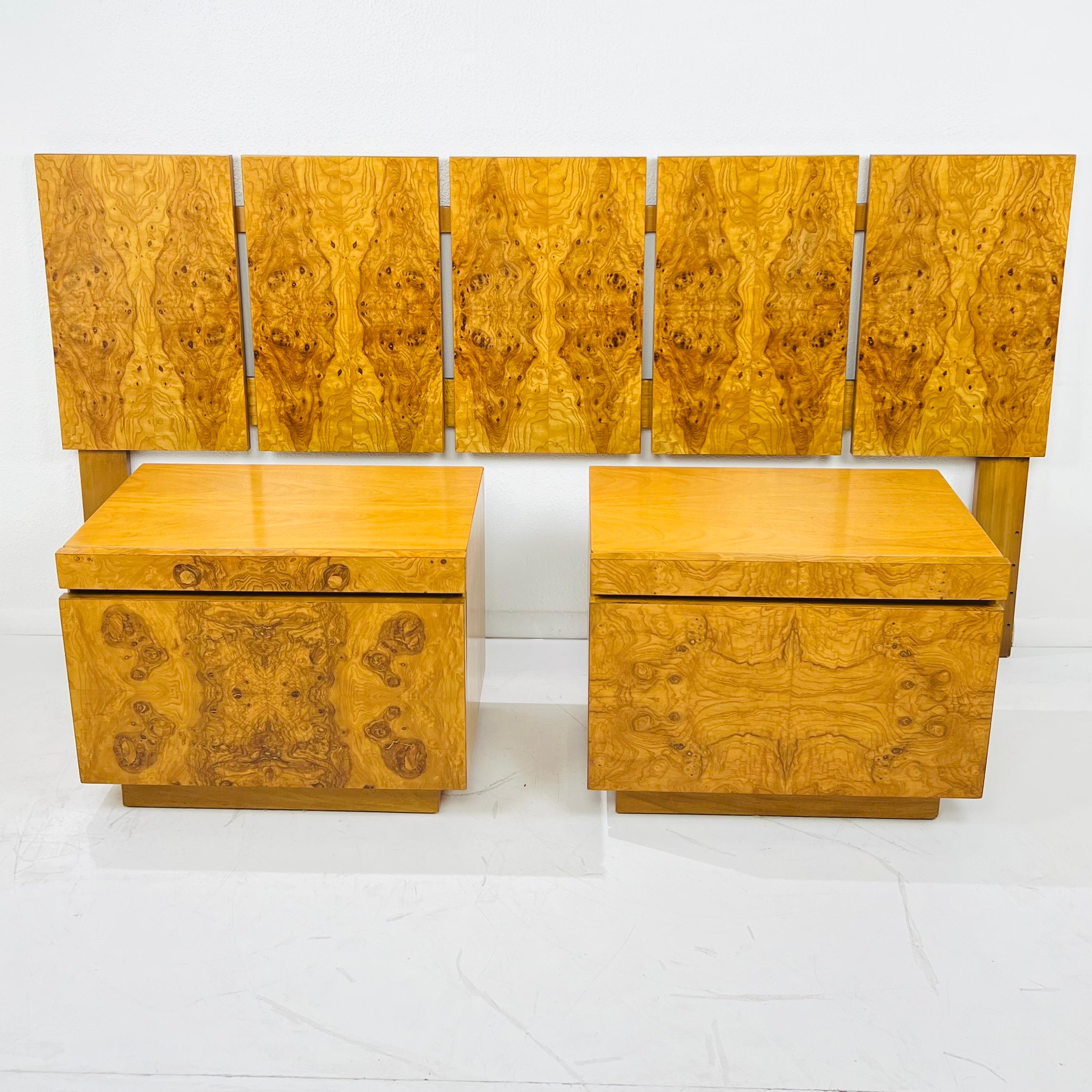 Pair of Burl Wood Nightstands by Milo Baughman for Lane For Sale 11