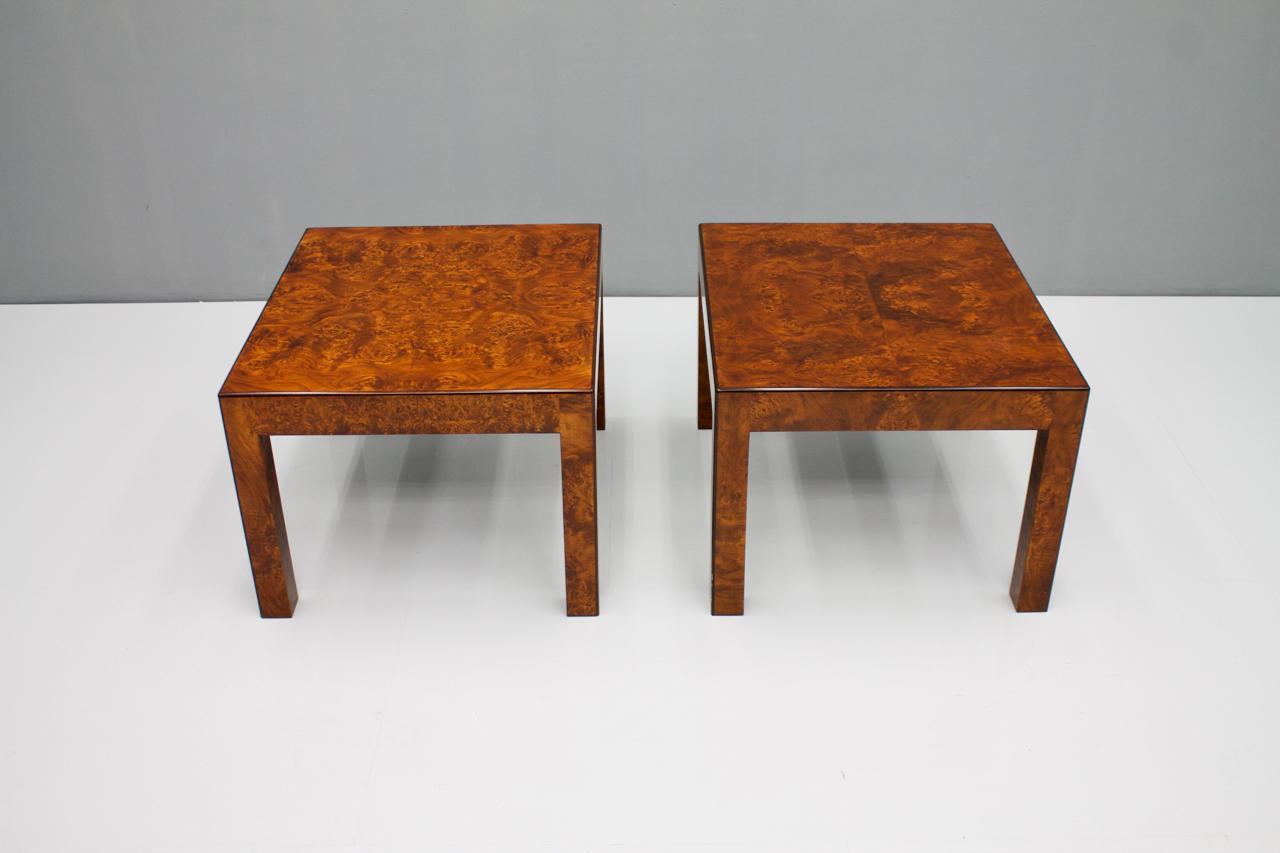 Late 20th Century Pair of Burl Wood Side or End Tables, 1970s