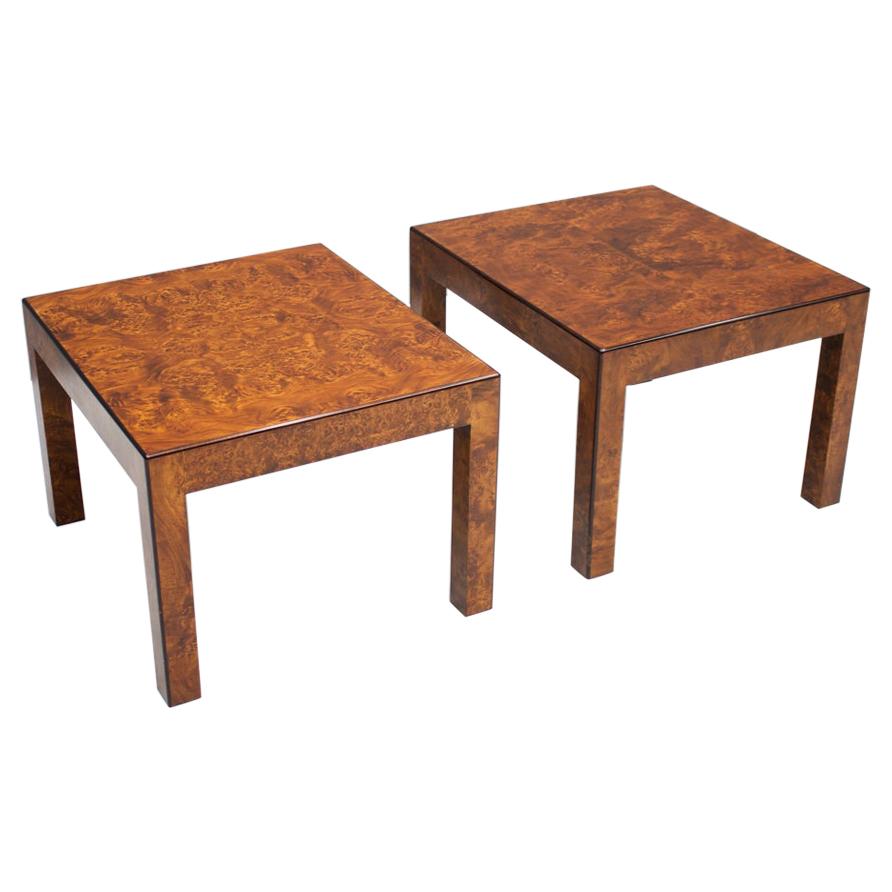 Pair of Burl Wood Side or End Tables, 1970s