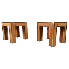 Pair of burl wood side tables, 1980s