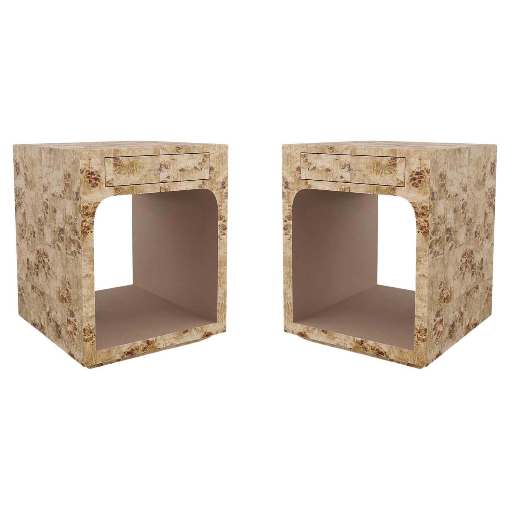 Pair of Burl Wood Side Tables