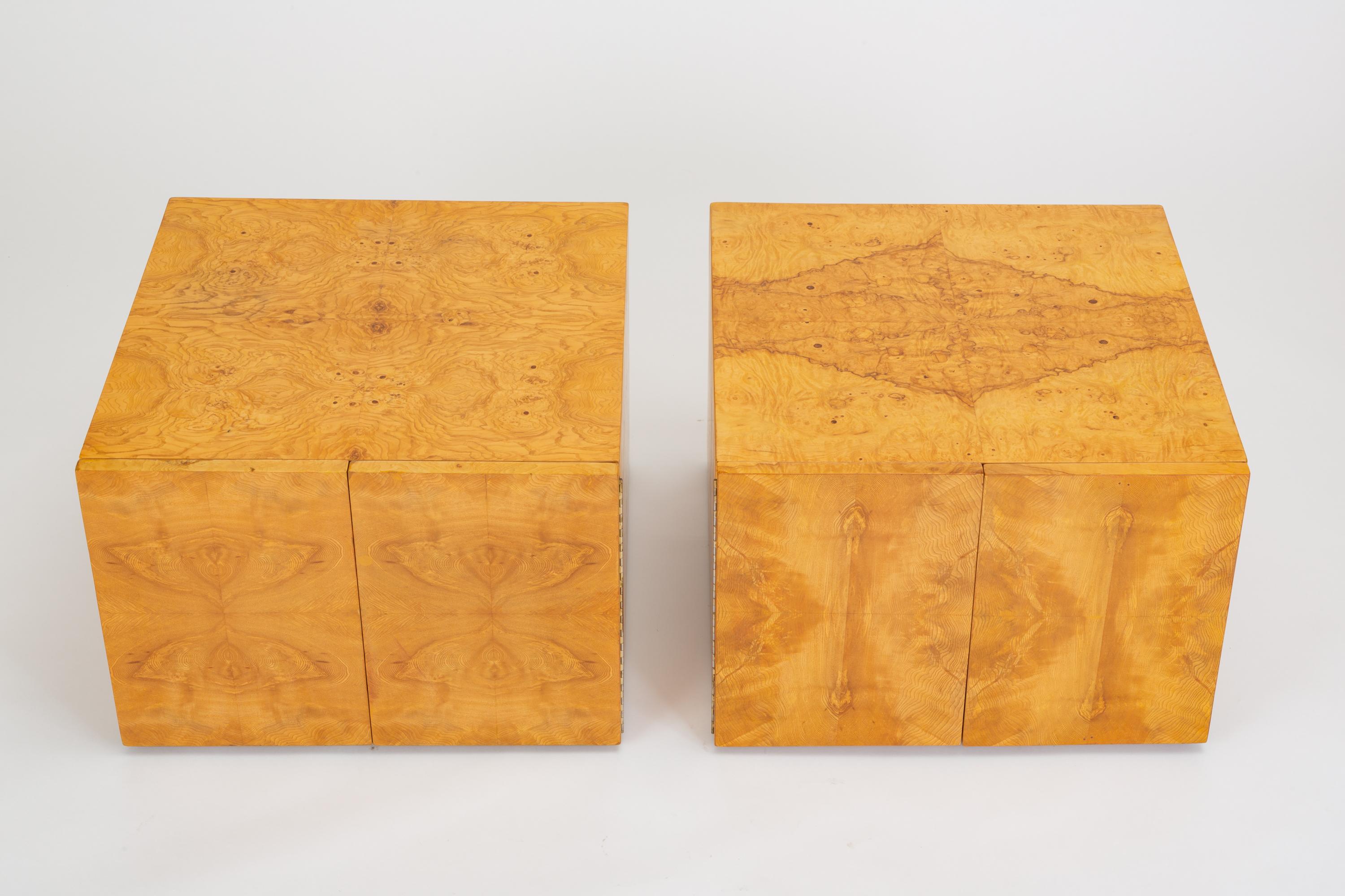Veneer Pair of Burl Wood Side Tables or Blanket Chests