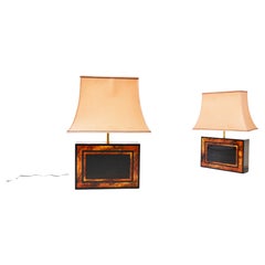 Pair of  Burl Wooden Table Lamps, 1970s