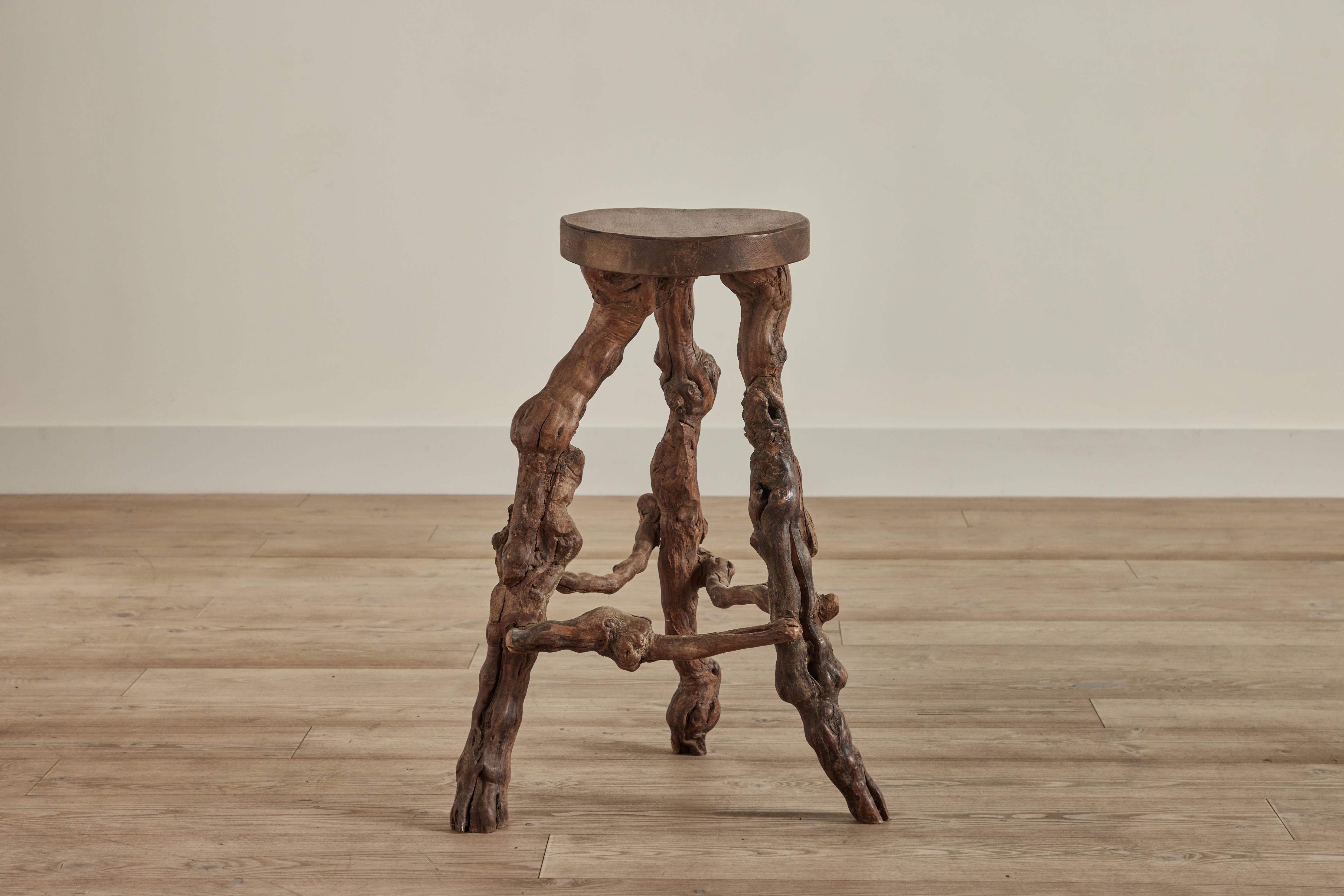 French Pair of Burled Grapevine Stools