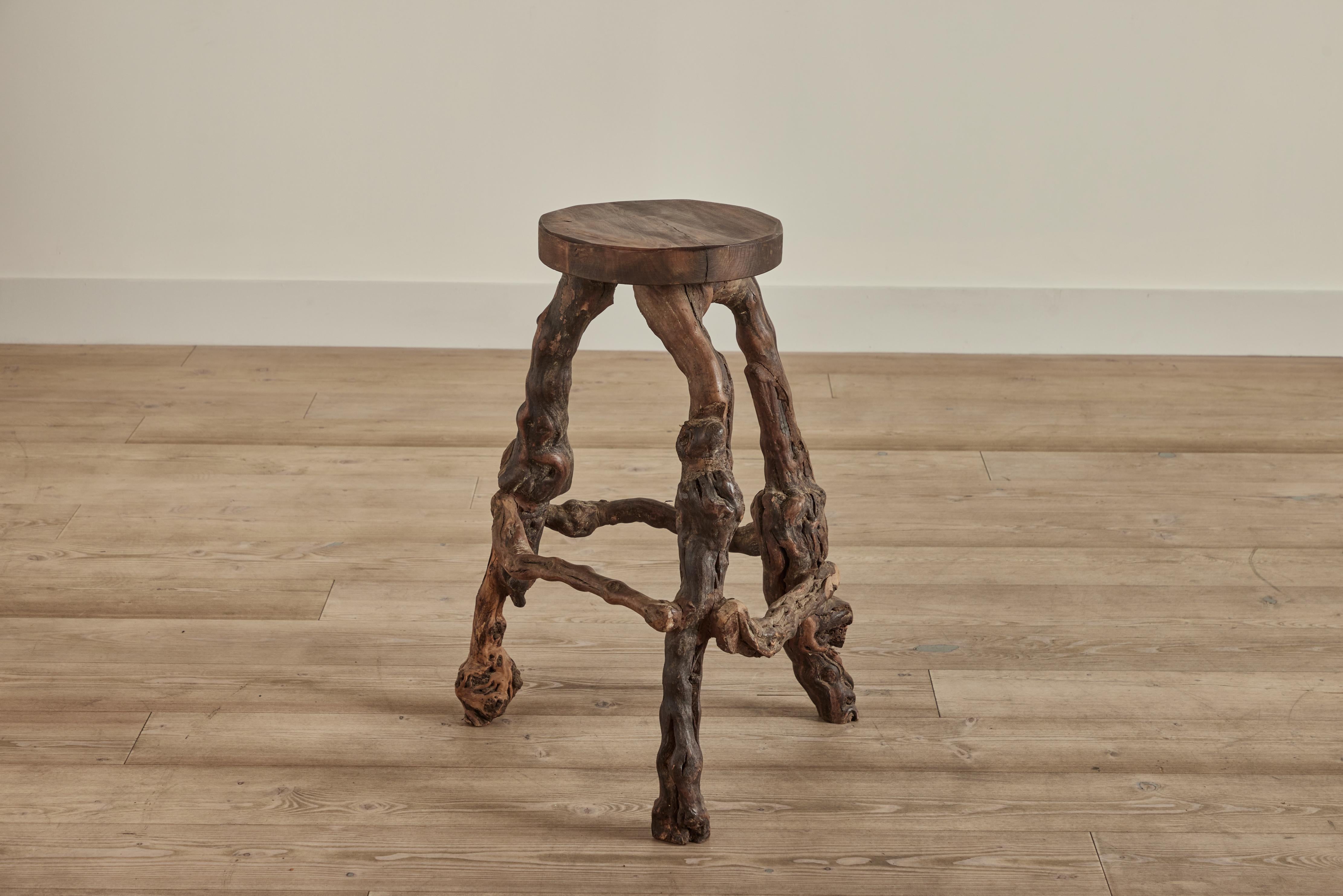 Wood Pair of Burled Grapevine Stools