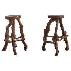 Pair of Burled Grapevine Stools