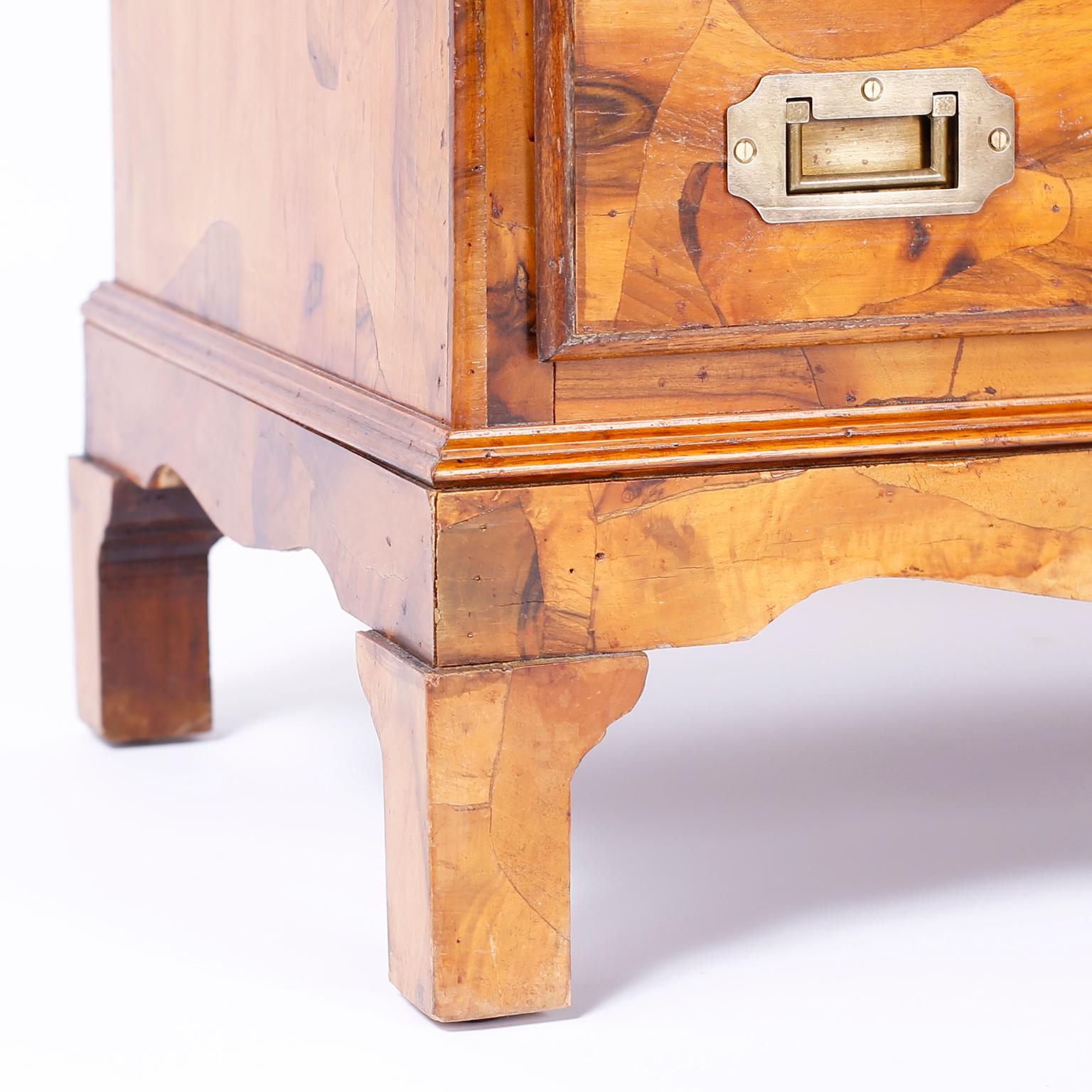 Pair of Burled Walnut Campaign Style Chests 2