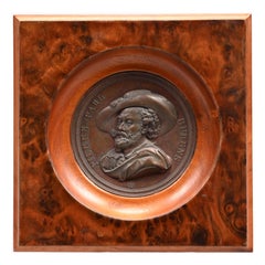 Pair of Burlwood and Walnut framed 19th century French and Belgian medals