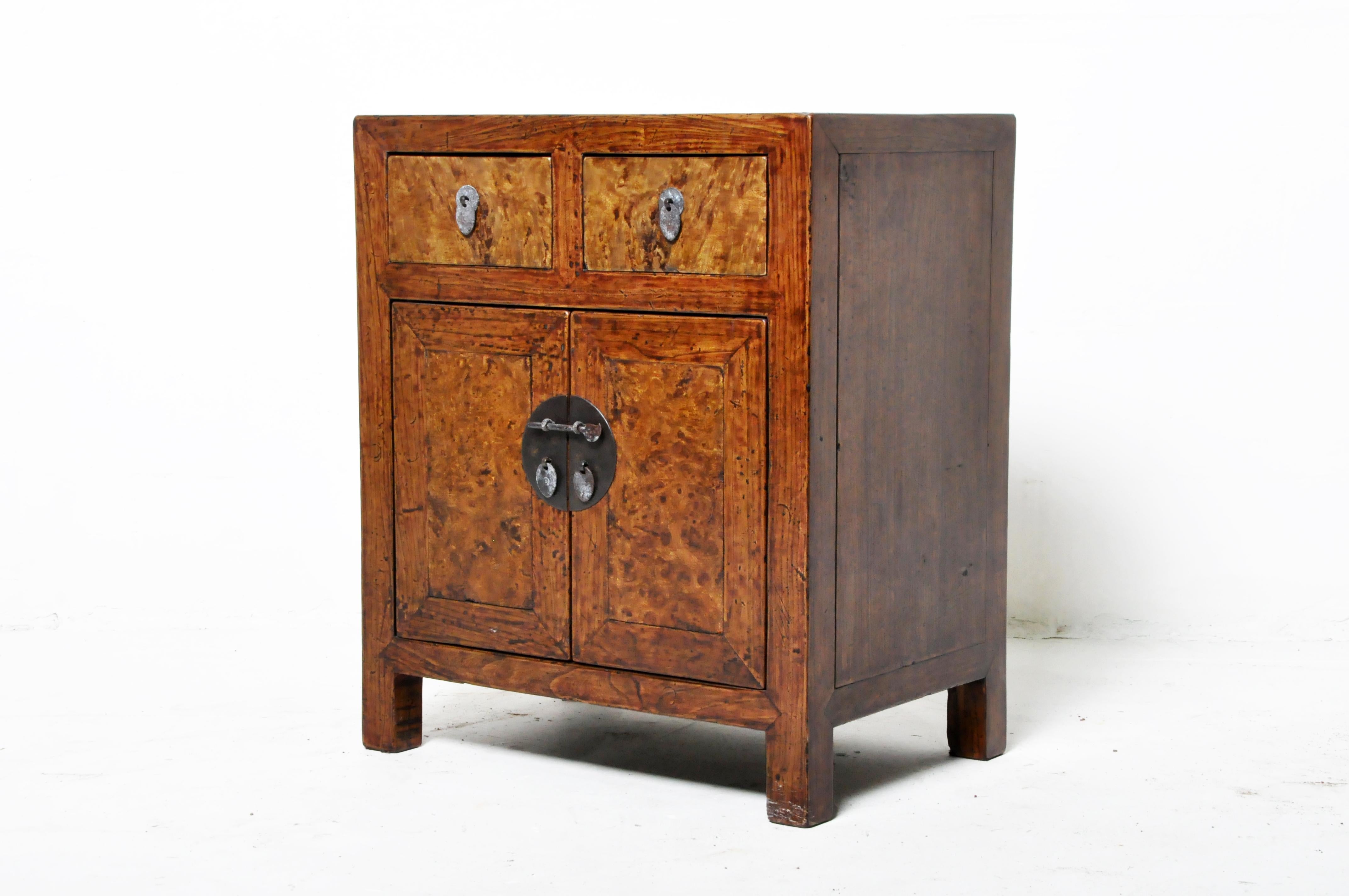 19th Century Pair of Burlwood Bedside Chests