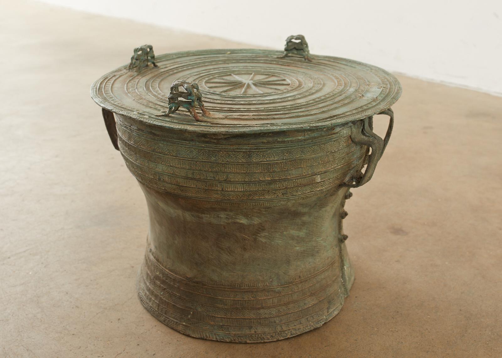 Pair of Burmese Bronze Rain Drum Drink Tables 3