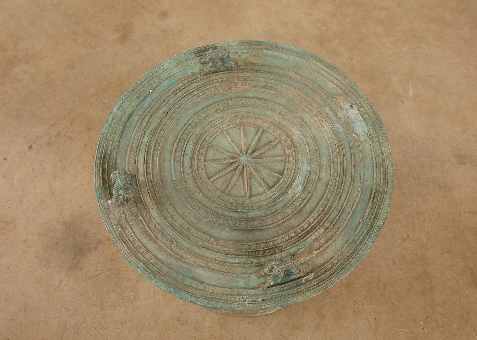 Pair of Burmese Bronze Rain Drum Drink Tables 4