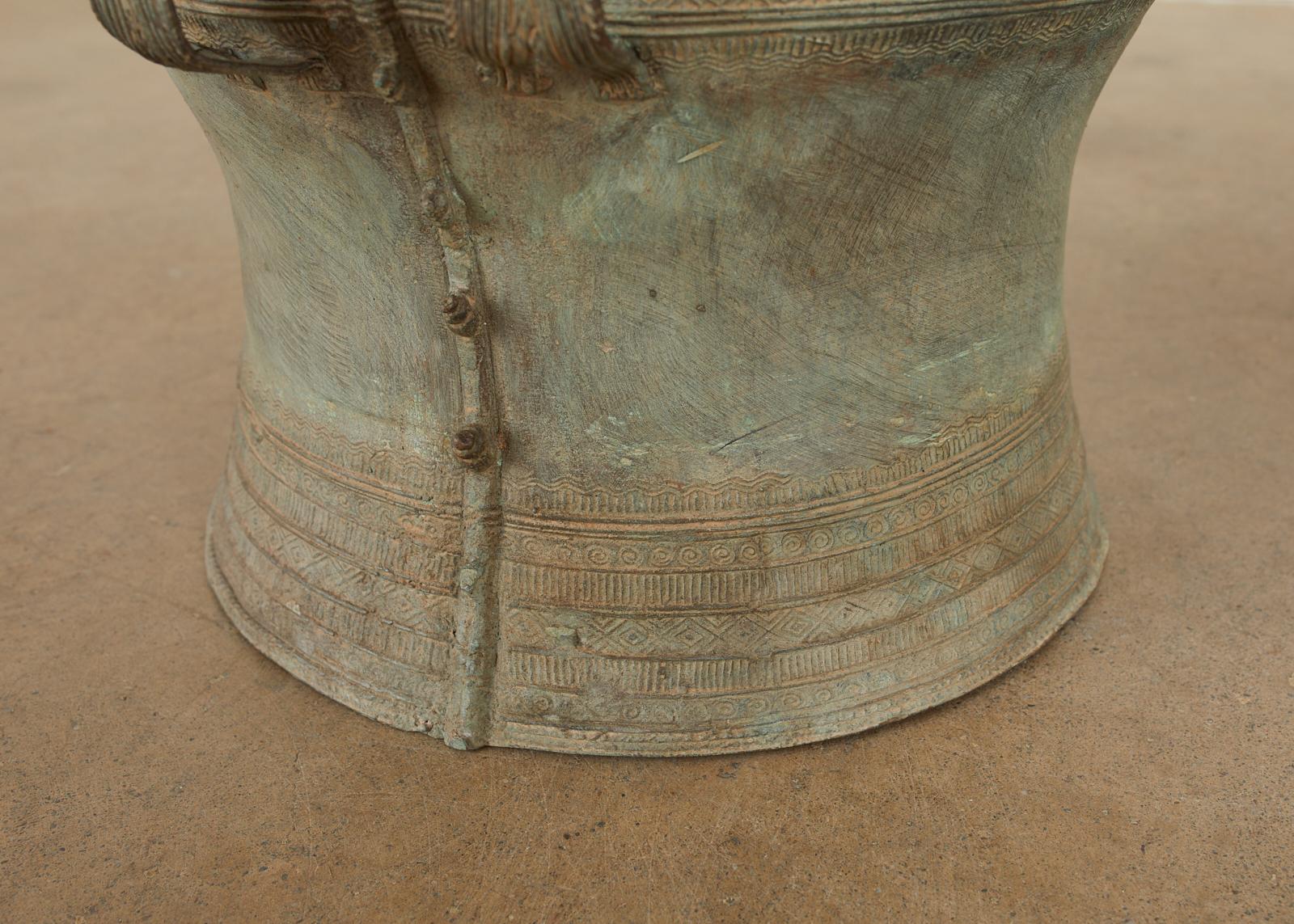 Pair of Burmese Bronze Rain Drum Drink Tables 6