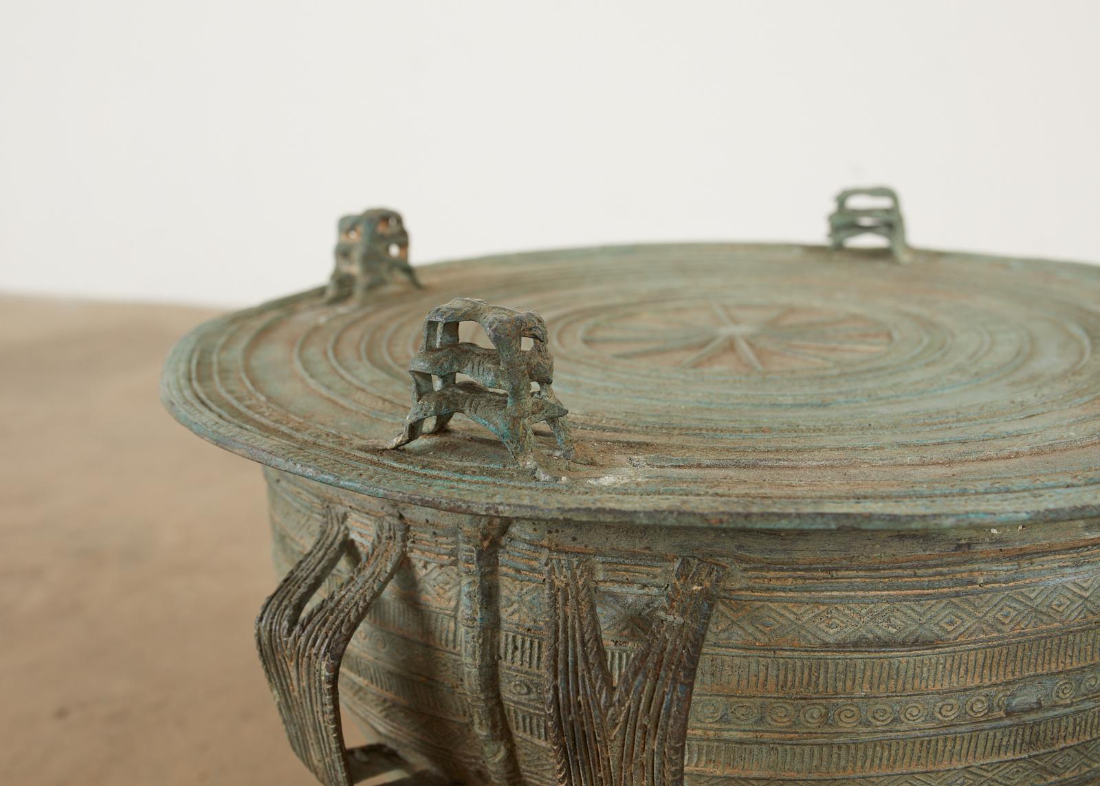 Pair of Burmese Bronze Rain Drum Drink Tables 7
