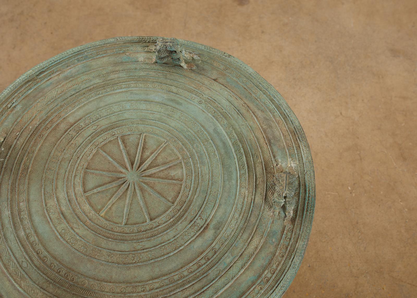 Pair of Burmese Bronze Rain Drum Drink Tables 2