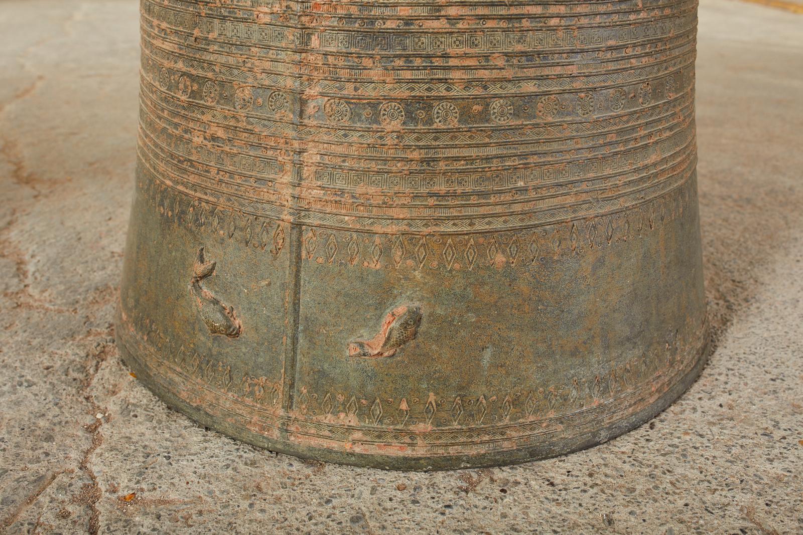 Pair of Burmese Bronze Rain Drums or Frog Drum Tables 4