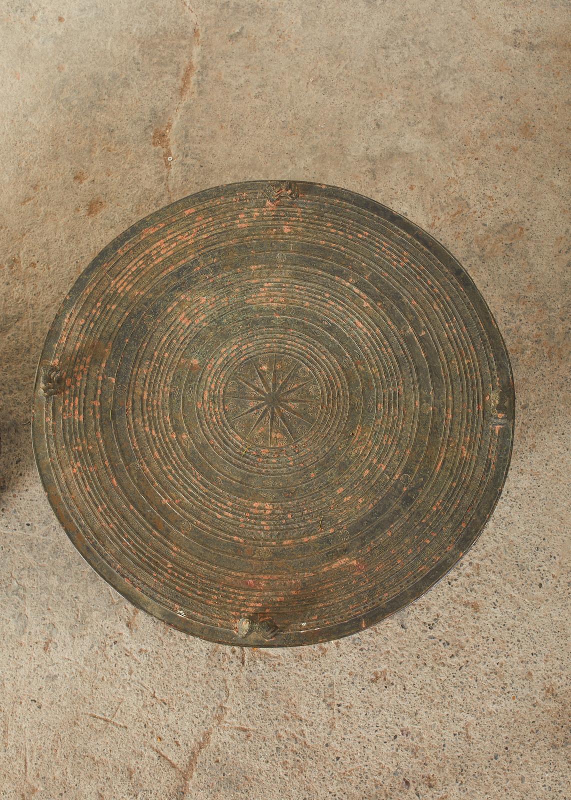 20th Century Pair of Burmese Bronze Rain Drums or Frog Drum Tables