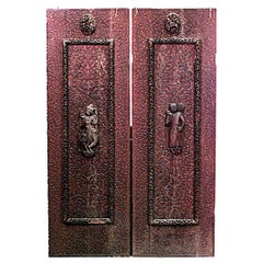 Pair of Burmese Carved Walnut Door Panels