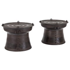 Pair of Burmese Cast Brass Rain Drums
