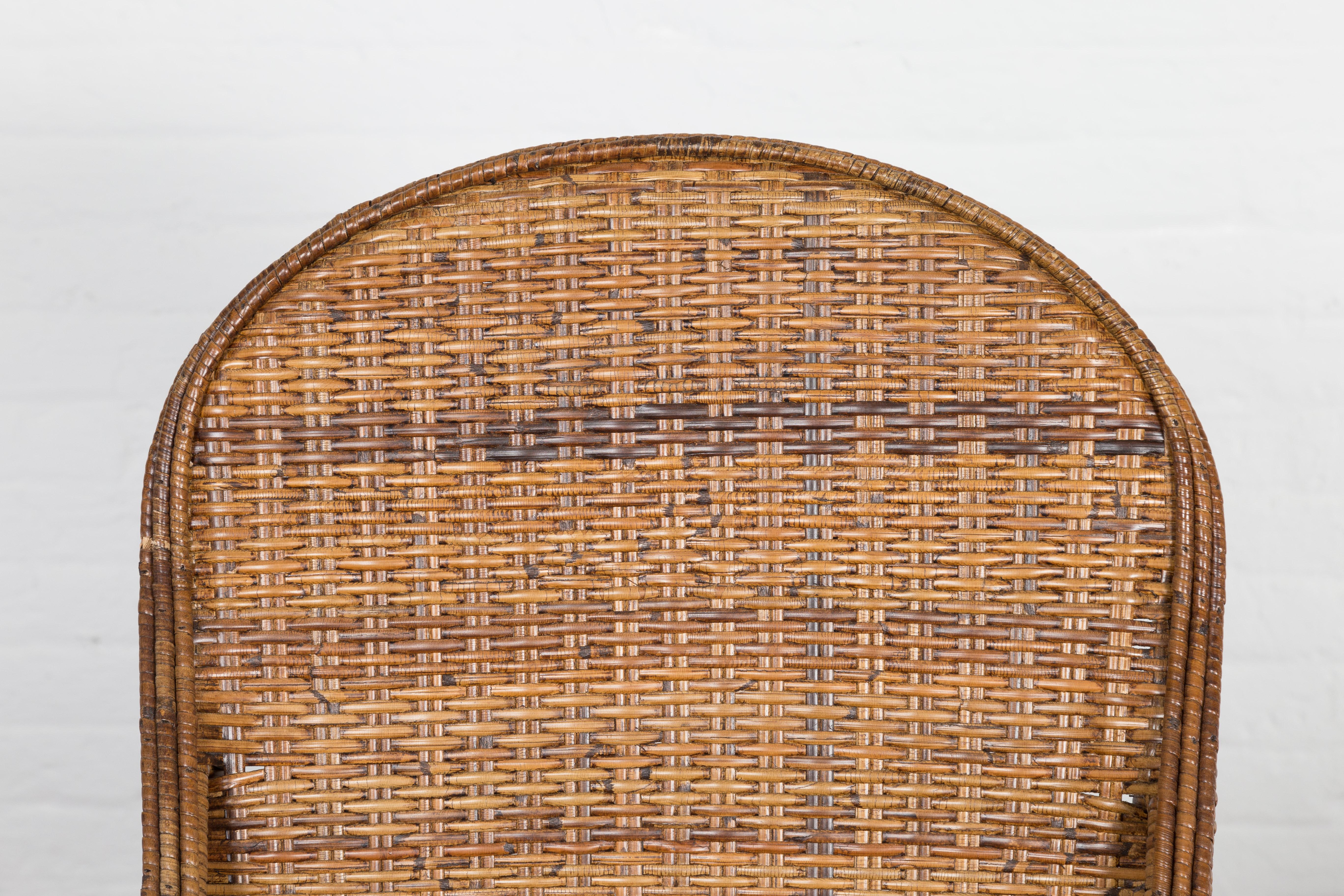 Pair of Burmese Vintage Country Style Woven Rattan and Bamboo Chairs For Sale 11