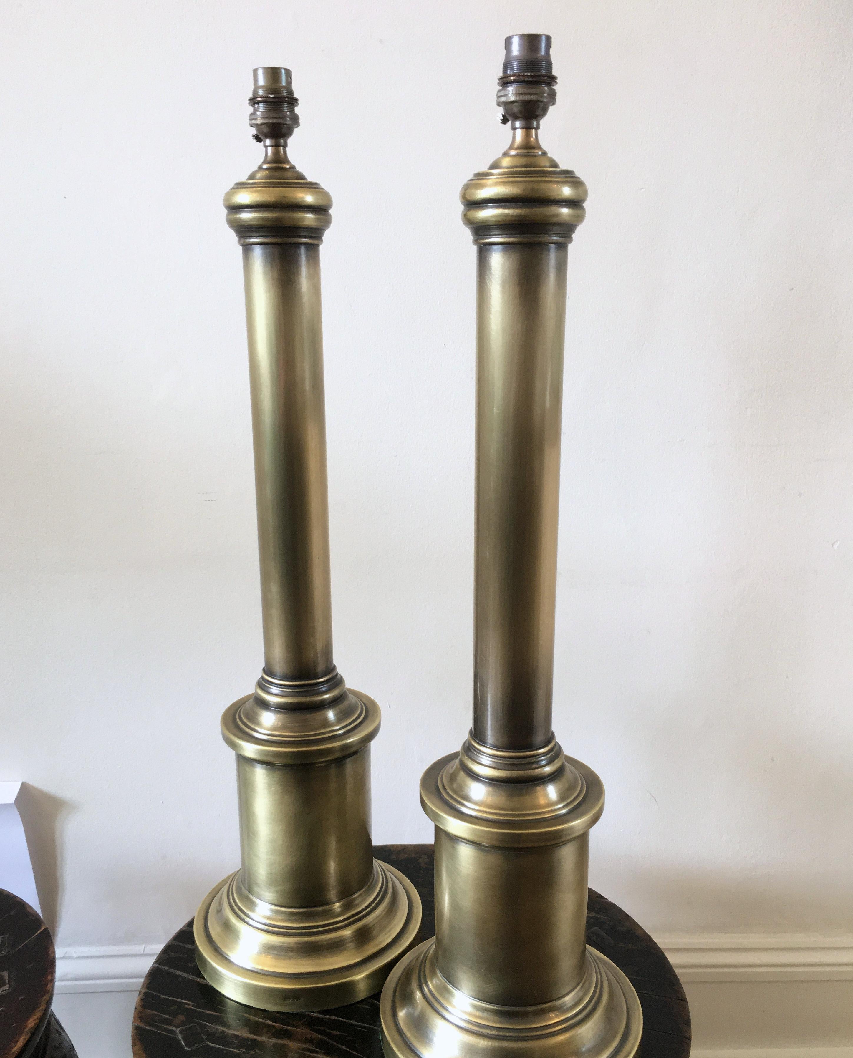 Pair of Burnished Brass Contemporary Table Lamps For Sale 10