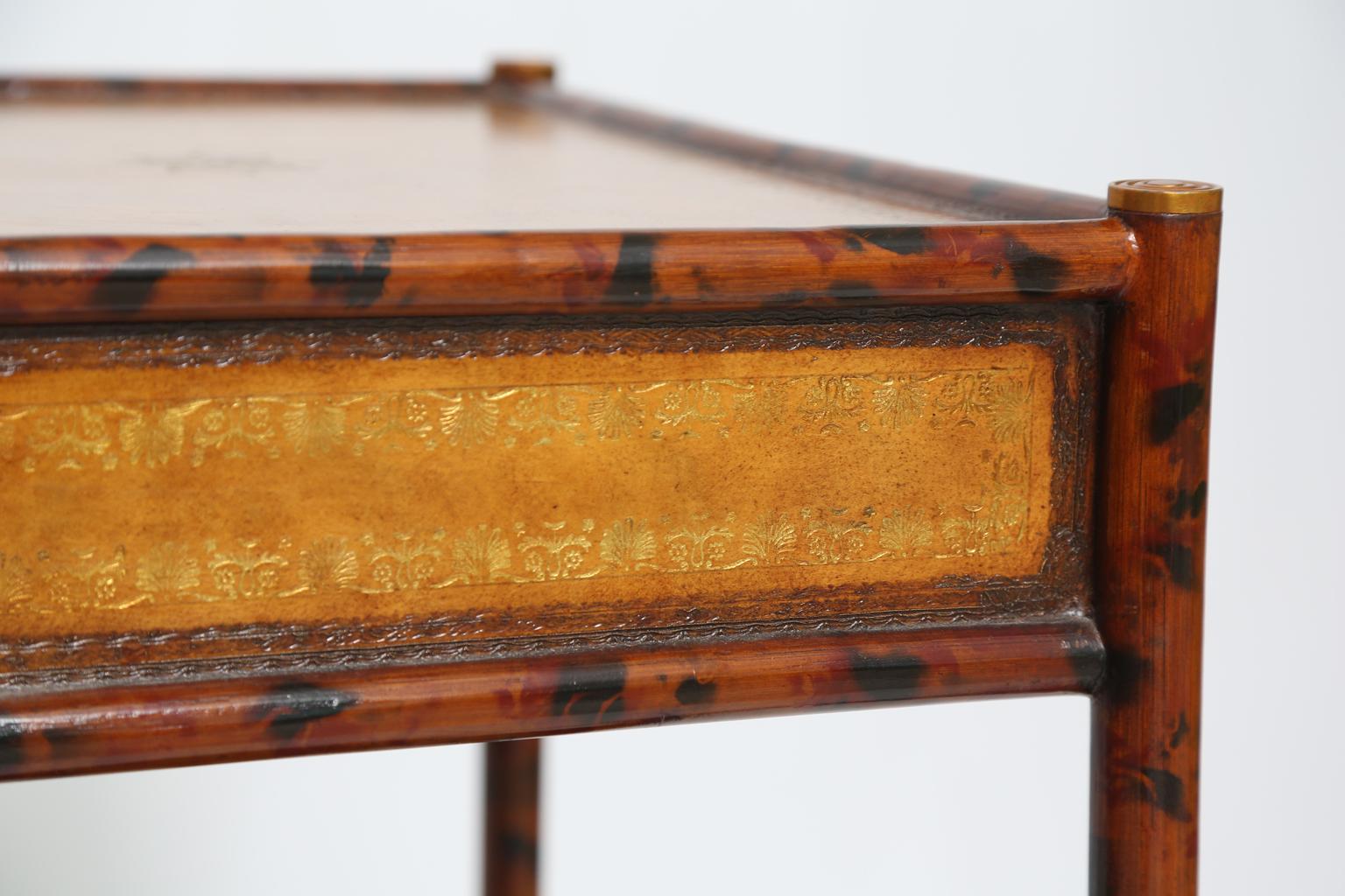 Gilt Pair of Burnt Bamboo Side Tables