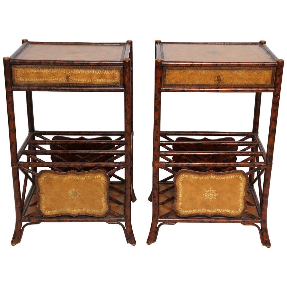 Pair of Burnt Bamboo Side Tables