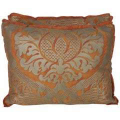 Pair of Burnt Orange & Silvery Gold Fortuny Pillows