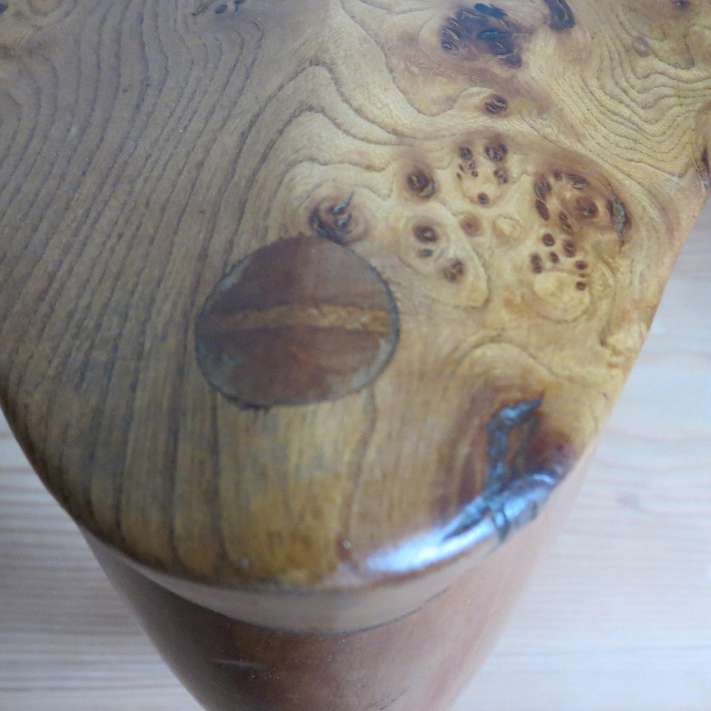 Pair of Burr Ash Three Legged Stools Bespoke Made by Stewart Linford 9