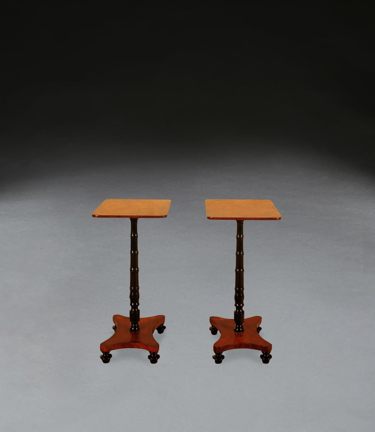 English Pair of Burr Elm Occasional Tables For Sale
