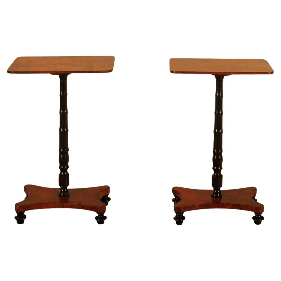 Pair of Burr Elm Occasional Tables For Sale