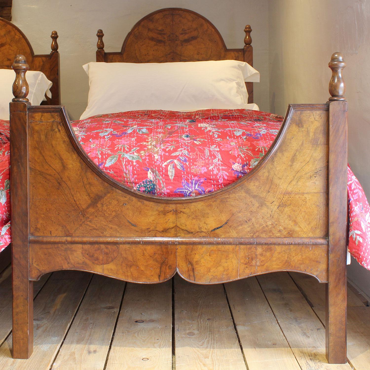20th Century Pair of Burr Walnut Antique Beds WP48