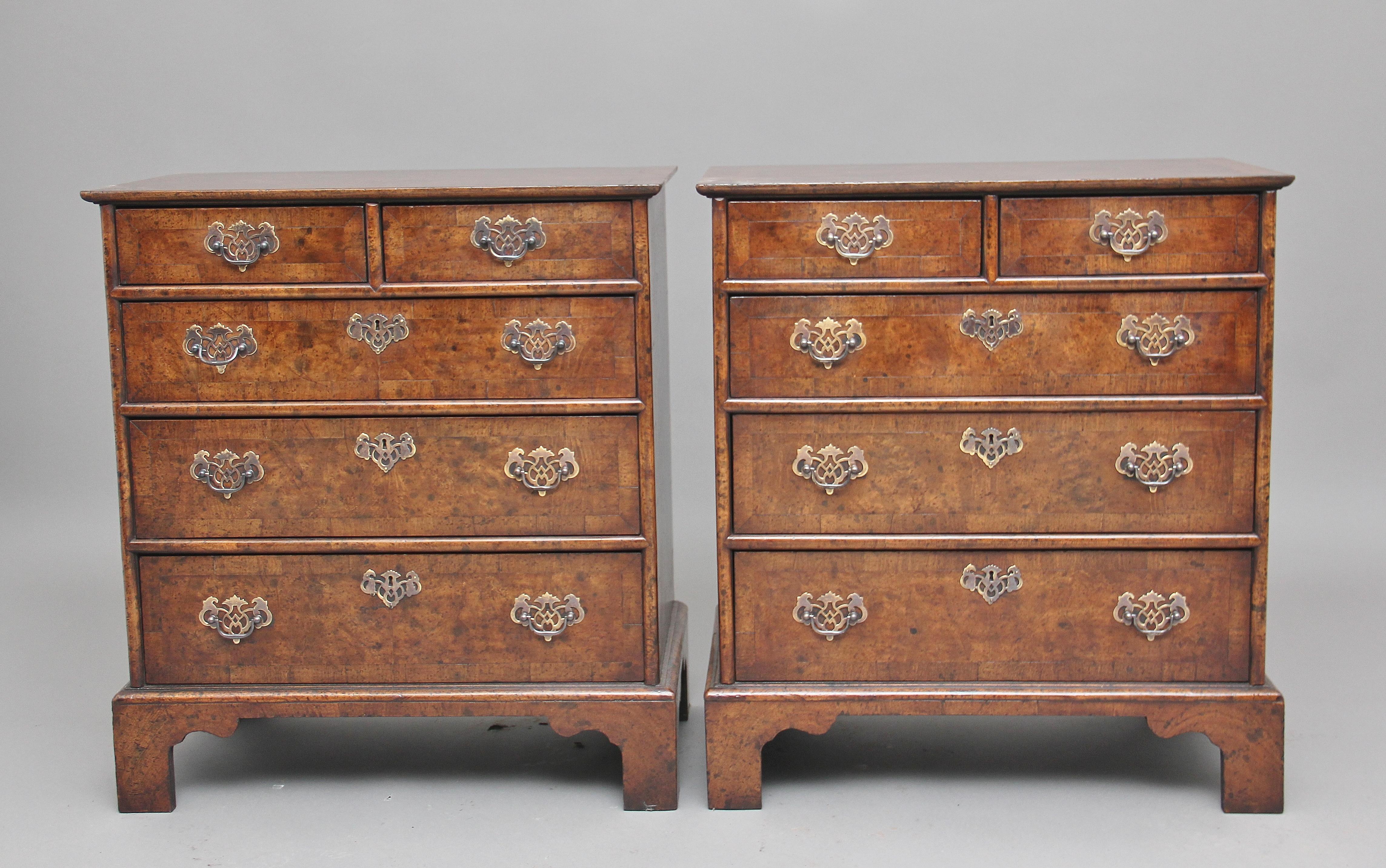 George I Pair of Burr Walnut Chest of Drawers