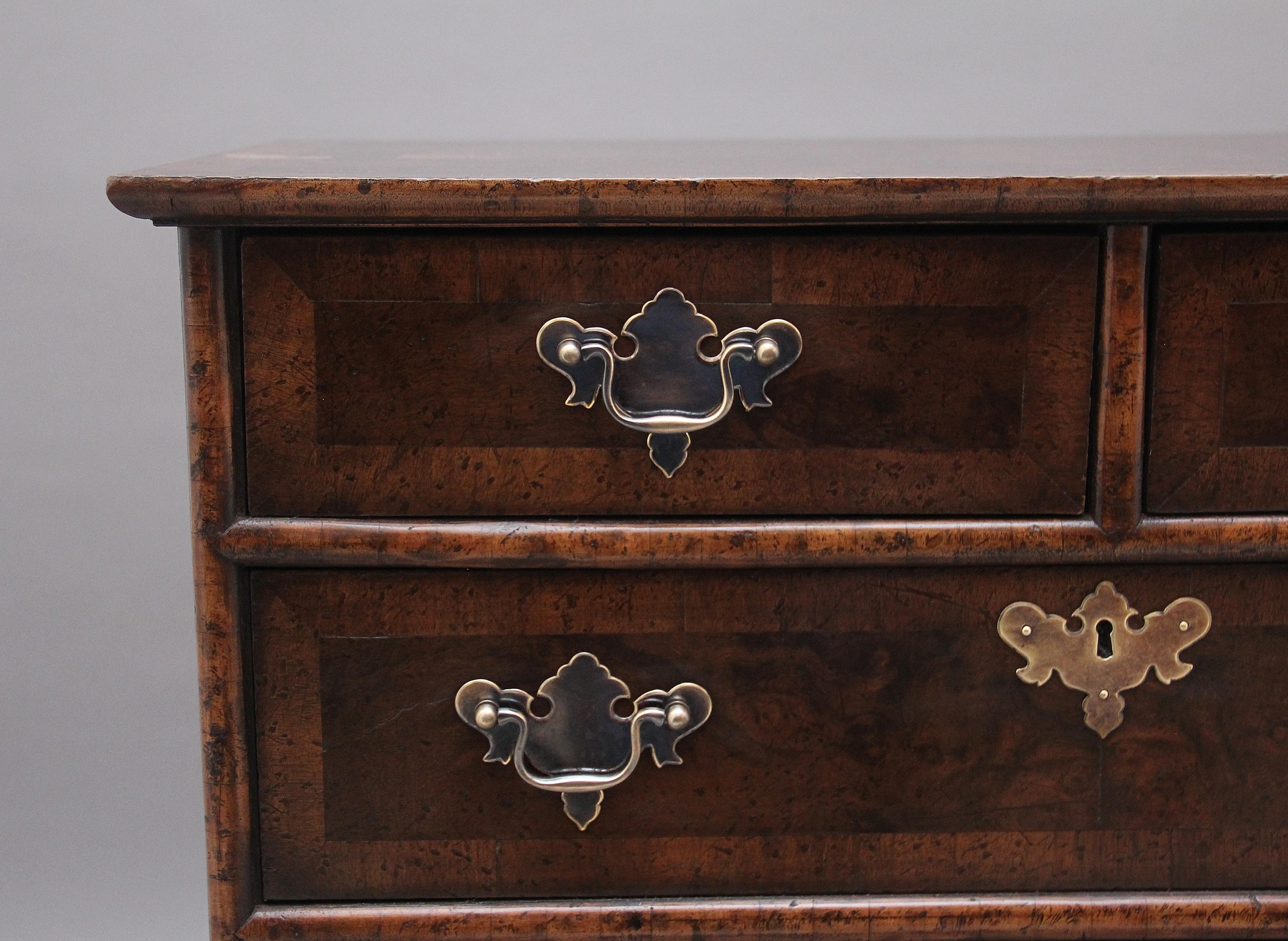British Pair of burr walnut chests in the George I style For Sale