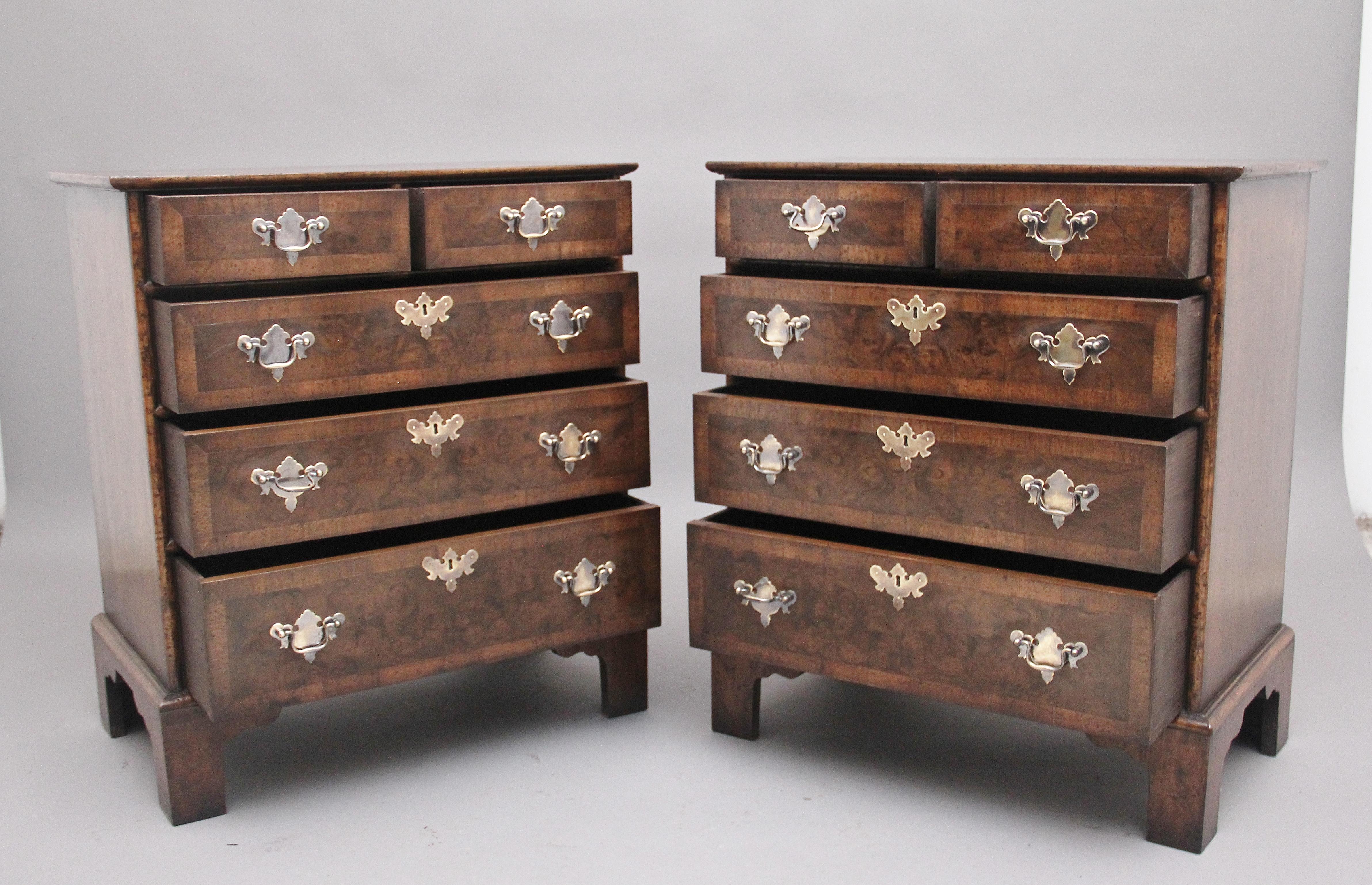 Pair of burr walnut chests in the George I style For Sale 2