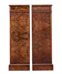 Pair of Burr Walnut Low Open Bookcases