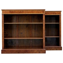 Pair of Burr Walnut Low Open Bookcases