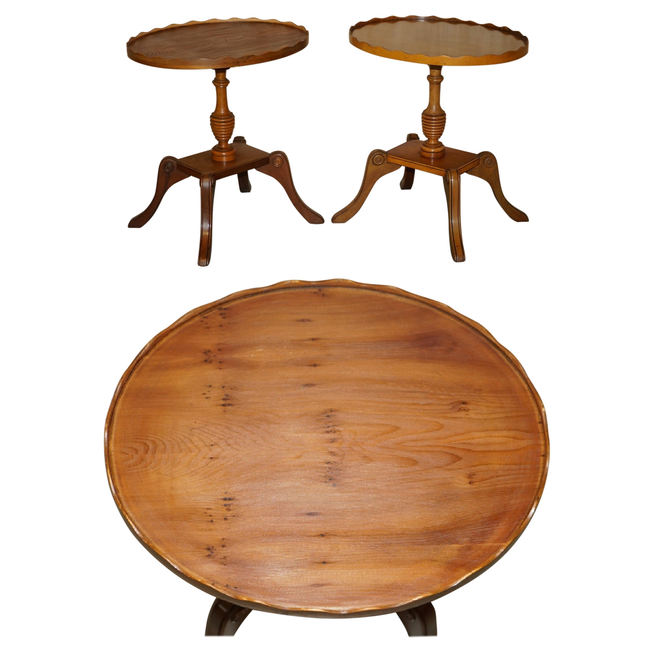 Coppia di tavolini in legno di radica Beresford & Hicks con binario a galleria